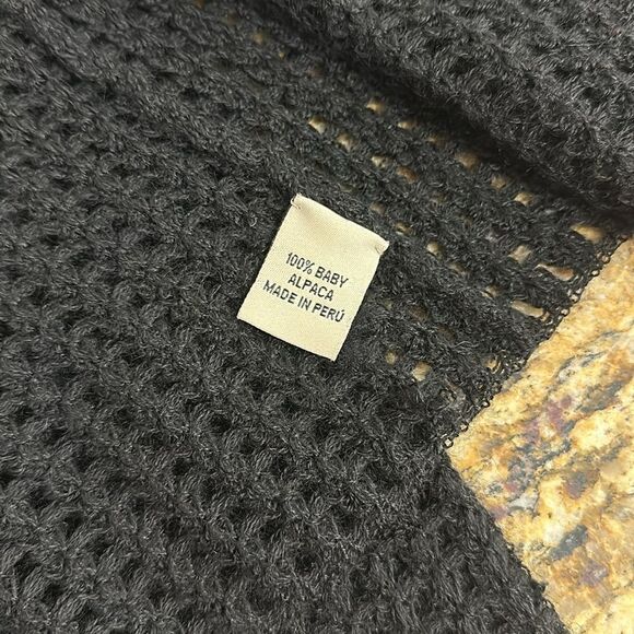 Beyond Threads Black Baby Alpaca Open Knit Drape Front Cardigan Size M - Picture 5 of 9
